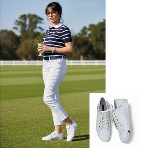 Tommy Hilfiger Women's White Embossed Sneakers preppy classic